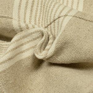 Drawstring fatigue shorts in striped natural linen and cotton canvas