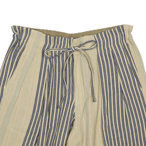 Relaxed drawstring pants in Gunny Sack cream and blue stripe cotton