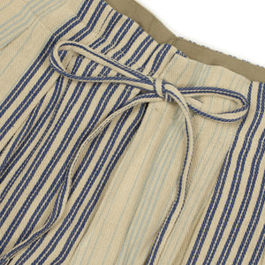 Relaxed drawstring pants in Gunny Sack cream and blue stripe cotton
