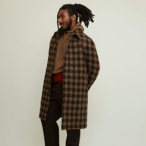 Deposit (for: x Sartoria Carrara: Balmacaan belted coat in chocolate and brown large check undyed wool)
