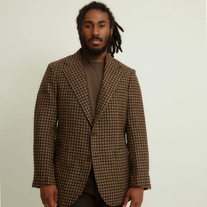 x Sartoria Carrara: Sport coat in brown gun check undyed wool