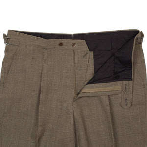 x Sartoria Carrara: pleated trousers in taupe nailhead Fox Air wool (separates)
