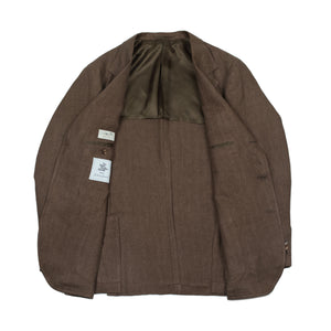 x Sartoria Carrara: ultra-light unlined sport coat in brown washed linen herringbone