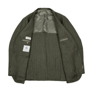x Sartoria Carrara: ultra-light unlined sport coat in green washed linen herringbone