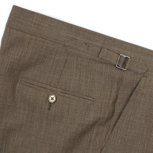 x Sartoria Carrara: pleated trousers in taupe nailhead Fox Air wool (separates)