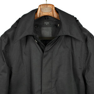 Mixed black Moscow raincoat with black shearling collar and Arctic padded lining
