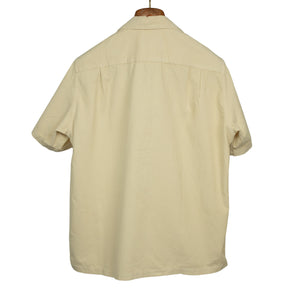 Camp collar shirt in cream micro corduroy