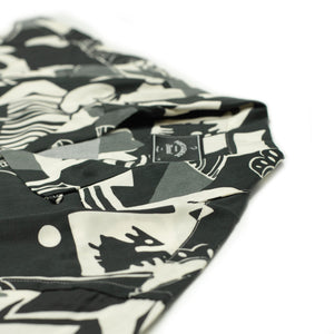 Cuca camp collar shirt in black and white printed tencel