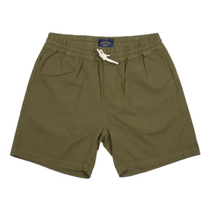 Atlantico easy shorts in olive green cotton seersucker