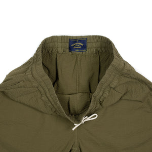 Atlantico easy shorts in olive green cotton seersucker