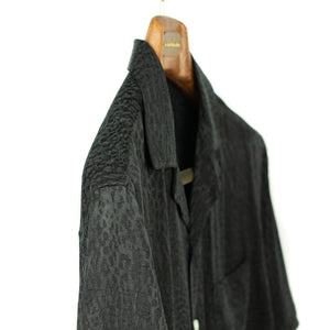 Finger Print camp collar shirt in black textured cupro and viscose