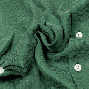 Finger Print camp collar shirt in green textured cupro and viscose