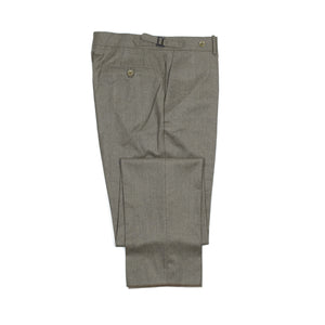 Higher-rise light brown wool worsted flannel trousers