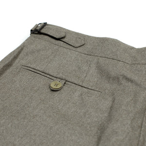 Higher-rise light brown wool worsted flannel trousers