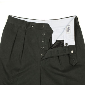 Exclusive "Brooklyn" double-pleated high-rise wide trousers in slate grey heavy cotton twill