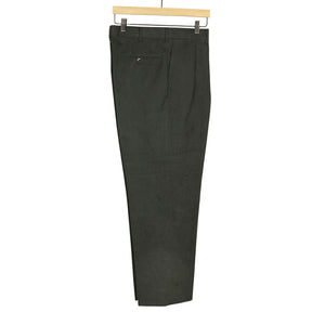 Exclusive "Brooklyn" double-pleated high-rise wide trousers in slate grey heavy cotton twill
