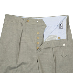 Exclusive Manhattan single-pleated high-rise wide trousers in oatmeal tropical wool (restock)