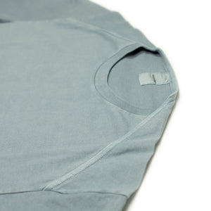 Crewneck tee in garment dyed Saxe blue heavy cotton jersey