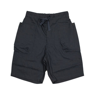 Pouch pocket easy shorts in navy striped linen mix