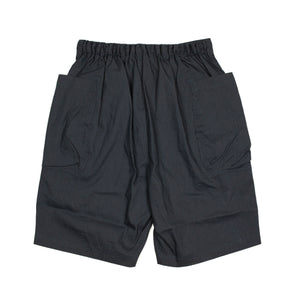 Pouch pocket easy shorts in navy striped linen mix