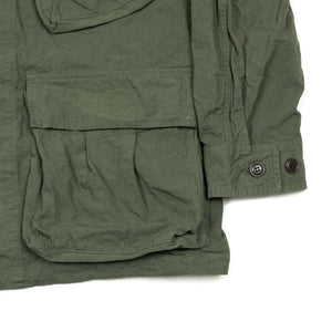 Field jacket in garment dyed olive cotton hemp