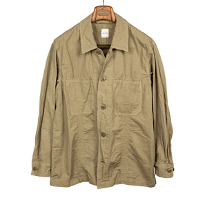 Military shirt in garment dyed beige cotton hemp