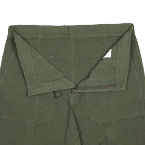 Drawstring baker pants in garment dyed olive cotton hemp