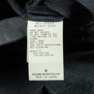 One-tuck easy pants in navy checked cotton seersucker