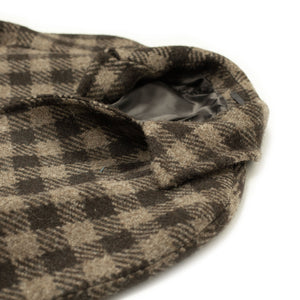 x Sartoria Carrara: Balmacaan belted coat in chocolate and brown large check undyed wool