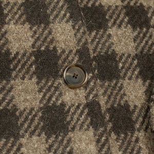 x Sartoria Carrara: Balmacaan belted coat in chocolate and brown large check undyed wool
