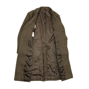 x Sartoria Carrara: Chesterfield coat in brown and chocolate herringbone undyed wool