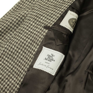 x Sartoria Carrara: Balmacaan belted coat in lightweight grey houndstooth undyed wool
