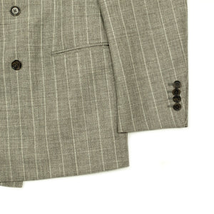 x Sartoria Carrara: Double-breasted jacket in taupe undyed wool with cream stripe