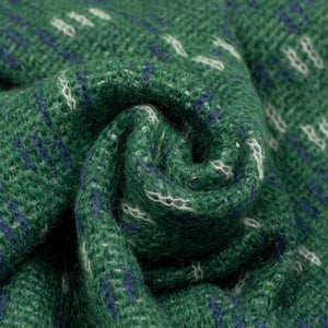 Knit scarf in blue green broken herringbone mohair nylon wool mix
