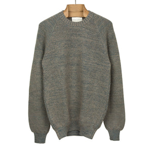 "Boucle" crewneck raglan sweater in "Foggy" wool mohair birdseye