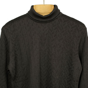 "Pins" rollneck sweater in "Bister Dark" subtle herringbone wool