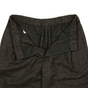 "Combing" easy pants in charcoal, brown and black "Donegal" grid wool