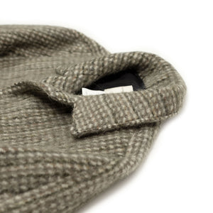 Dolman overcoat in "Foggy" grey, black and olive checked mohair mix