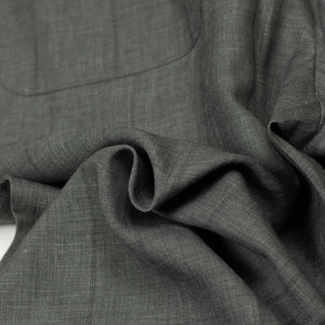 x No Man Walks Alone: Drawstring easy pants in deadstock grey striped wool, linen, silk