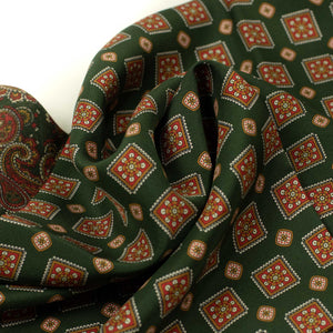 Double-sided silk foulard scarf in green
