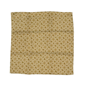 Olive hand-printed silk pocket square, large retro geometric print