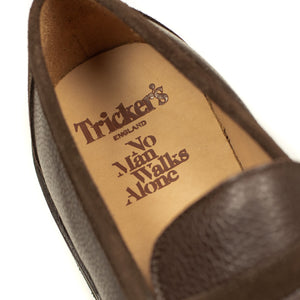 Chicago lugged penny loafer in two tone brown suede and Scotch grain calf (restock)