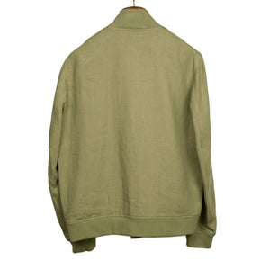 Valstarino bomber jacket in Safari sage green linen, unlined