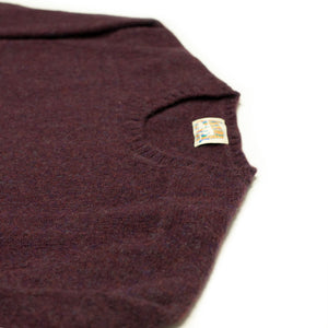 Saddle shoulder sweater in "Boysenberry" washed shetland wool