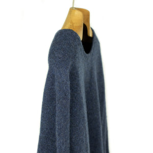 Saddle shoulder sweater in "Night Navy" washed shetland wool