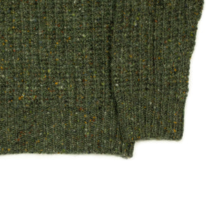Chunky rib Irish Donegal wool sweater in "Olive Drab"