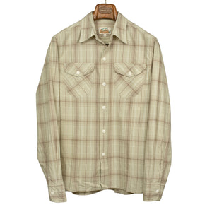 Work shirt in earthstone plaid washed cotton madras