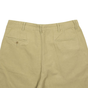 Pleated chinos in faded khaki cotton linen
