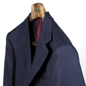 Blue plaid single breasted suit, 11oz H&S wool