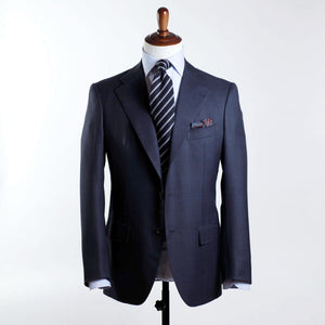 Blue plaid single breasted suit, 11oz H&S wool